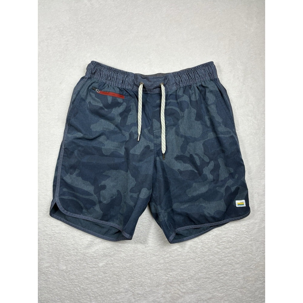 Vuori Banks Shorts 7" Linerless Men's Medium Blue Camo Athleisure Gym Training